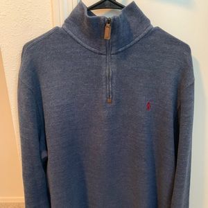 Blue, Ralph Lauren 1/4 Zip Sweater, Medium
